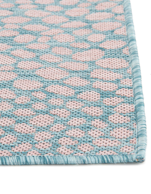 Pink and Aqua 7' 10 x 7' 10 Jill Zarin Outdoor Square Area Rug Weather Resistant for Patio, Deck, Terrace, Balcony, Porch Durable 100% Polypropylene Carpet for Outside for Sale at Rug Engine