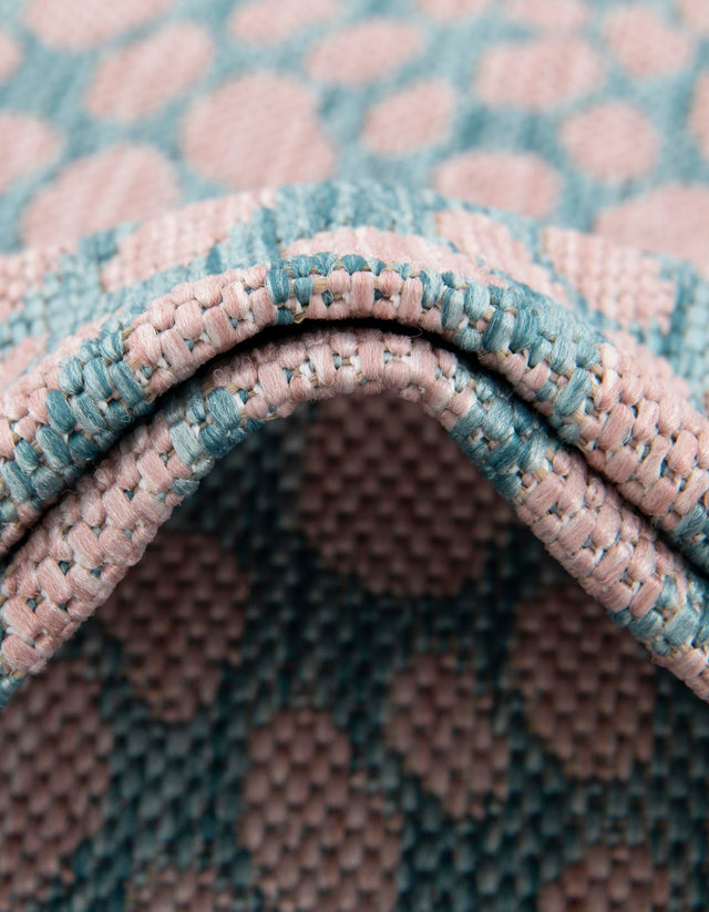 Pink and Aqua 13' 1 x 13' 1 Jill Zarin Outdoor Square Area Rug Weather Resistant for Patio, Deck, Terrace, Balcony, Porch Durable 100% Polypropylene Carpet for Outside for Sale at Rug Engine