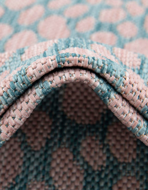 Pink and Aqua 7' 10 x 7' 10 Jill Zarin Outdoor Square Area Rug Weather Resistant for Patio, Deck, Terrace, Balcony, Porch Durable 100% Polypropylene Carpet for Outside for Sale at Rug Engine