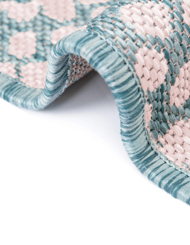 Pink and Aqua 13' 1 x 13' 1 Jill Zarin Outdoor Square Area Rug Weather Resistant for Patio, Deck, Terrace, Balcony, Porch Durable 100% Polypropylene Carpet for Outside for Sale at Rug Engine