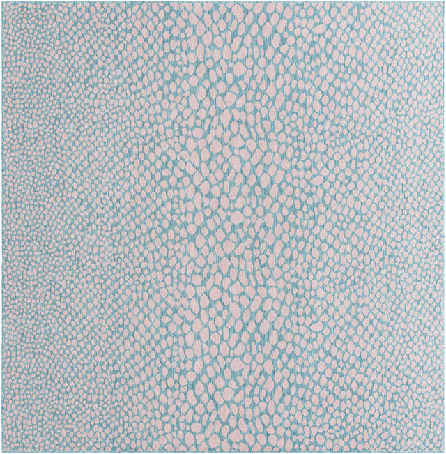 Pink and Aqua 10' 8 x 10' 8 Jill Zarin Outdoor Square Area Rug Weather Resistant for Patio, Deck, Terrace, Balcony, Porch Durable 100% Polypropylene Carpet for Outside for Sale at Rug Engine