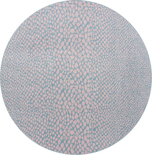 Pink and Aqua 13' 1 x 13' 1 Jill Zarin Outdoor Round Area Rug Weather Resistant for Patio, Deck, Terrace, Balcony, Porch Durable 100% Polypropylene Carpet for Outside for Sale at Rug Engine