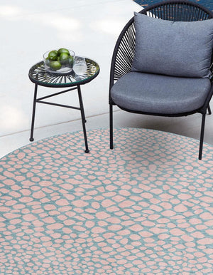 Pink and Aqua 10' 8 x 10' 8 Jill Zarin Outdoor Round Area Rug Weather Resistant for Patio, Deck, Terrace, Balcony, Porch Durable 100% Polypropylene Carpet for Outside for Sale at Rug Engine