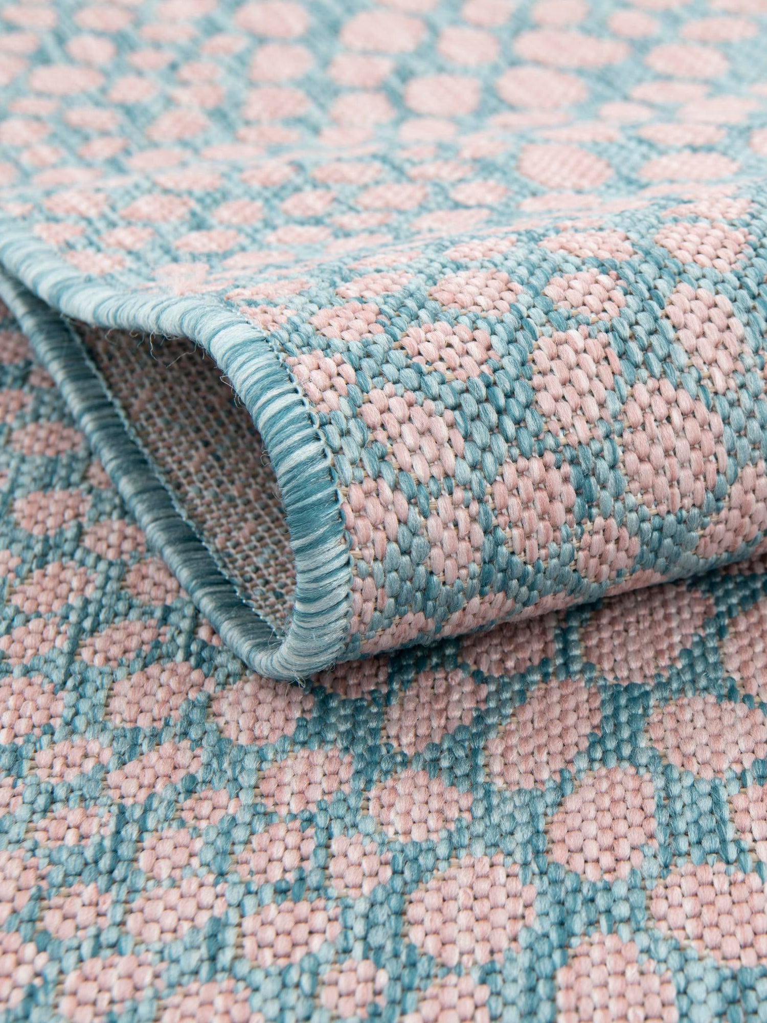Pink and Aqua 13' 1 x 13' 1 Jill Zarin Outdoor Round Area Rug Weather Resistant for Patio, Deck, Terrace, Balcony, Porch Durable 100% Polypropylene Carpet for Outside for Sale at Rug Engine