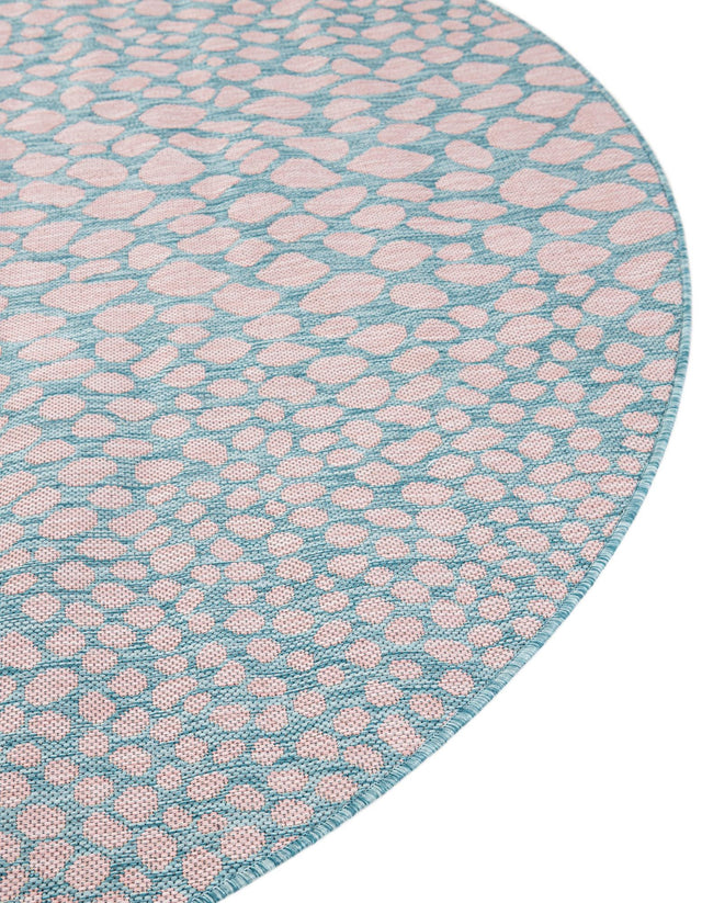 Pink and Aqua 10' 8 x 10' 8 Jill Zarin Outdoor Round Area Rug Weather Resistant for Patio, Deck, Terrace, Balcony, Porch Durable 100% Polypropylene Carpet for Outside for Sale at Rug Engine