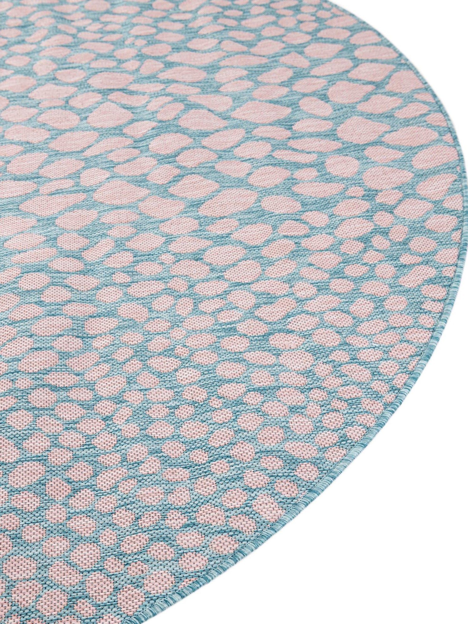 Pink and Aqua 3' 1 x 3' 1 Jill Zarin Outdoor Round Area Rug Weather Resistant for Patio, Deck, Terrace, Balcony, Porch Durable 100% Polypropylene Carpet for Outside for Sale at Rug Engine