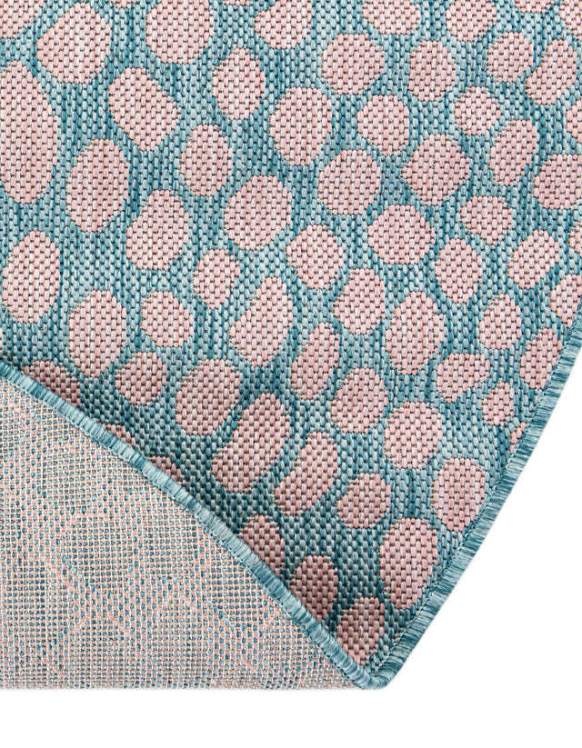 Pink and Aqua 10' 8 x 10' 8 Jill Zarin Outdoor Round Area Rug Weather Resistant for Patio, Deck, Terrace, Balcony, Porch Durable 100% Polypropylene Carpet for Outside for Sale at Rug Engine