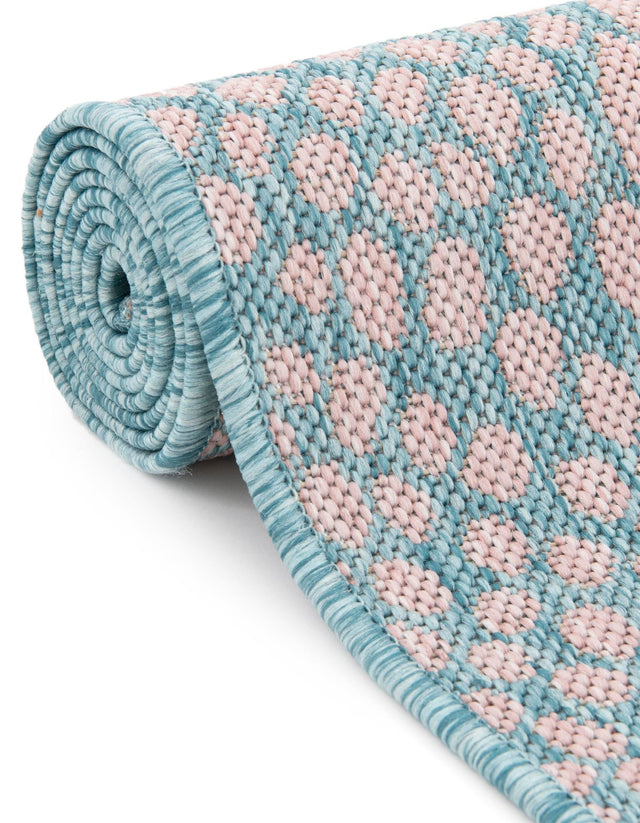 Pink and Aqua 10' 8 x 10' 8 Jill Zarin Outdoor Round Area Rug Weather Resistant for Patio, Deck, Terrace, Balcony, Porch Durable 100% Polypropylene Carpet for Outside for Sale at Rug Engine