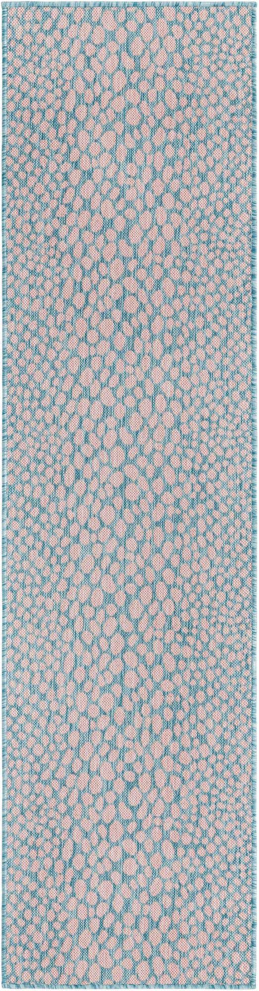 Pink and Aqua 2' x 8' Jill Zarin Outdoor Runner Area Rug Weather Resistant for Patio, Deck, Terrace, Balcony, Porch Durable 100% Polypropylene Carpet for Outside for Sale at Rug Engine