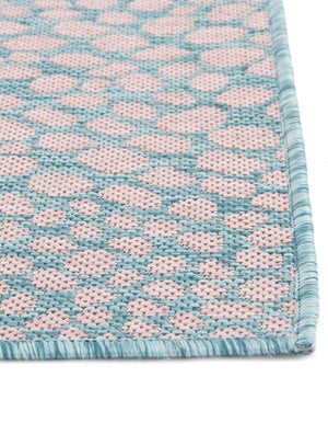 Pink and Aqua 2' x 8' Jill Zarin Outdoor Runner Area Rug Weather Resistant for Patio, Deck, Terrace, Balcony, Porch Durable 100% Polypropylene Carpet for Outside for Sale at Rug Engine
