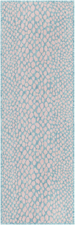 Pink and Aqua 2' x 6' 1 Jill Zarin Outdoor Runner Area Rug Weather Resistant for Patio, Deck, Terrace, Balcony, Porch Durable 100% Polypropylene Carpet for Outside for Sale at Rug Engine