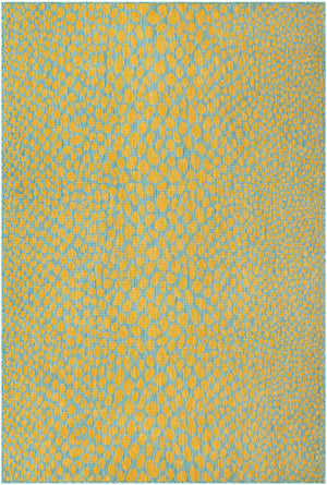 Yellow and Aqua 6' 1 x 9' Jill Zarin Outdoor Rectangle Area Rug Weather Resistant for Patio, Deck, Terrace, Balcony, Porch Durable 100% Polypropylene Carpet for Outside for Sale at Rug Engine