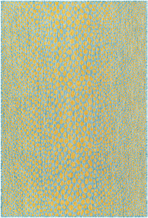 Yellow and Aqua 4' 1 x 6' 1 Jill Zarin Outdoor Rectangle Rug