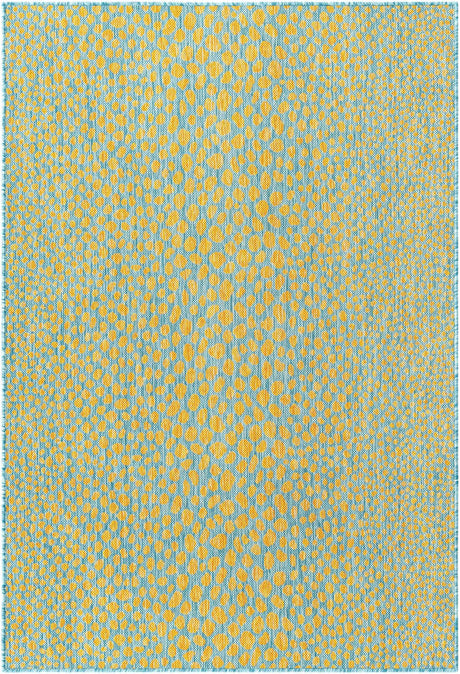 Yellow and Aqua 4' 1 x 6' 1 Jill Zarin Outdoor Rectangle Rug