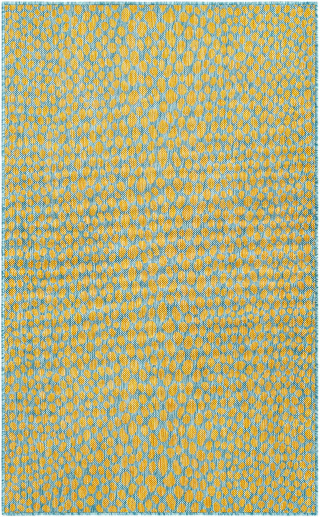 Yellow and Aqua 2' x 3' 1 Jill Zarin Outdoor Rectangle Area Rug Weather Resistant for Patio, Deck, Terrace, Balcony, Porch Durable 100% Polypropylene Carpet for Outside for Sale at Rug Engine