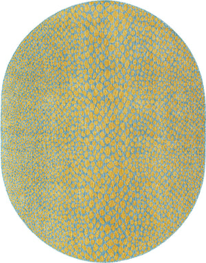 Yellow and Aqua 7' 10 x 10' Jill Zarin Outdoor Oval Area Rug Weather Resistant for Patio, Deck, Terrace, Balcony, Porch Durable 100% Polypropylene Carpet for Outside for Sale at Rug Engine