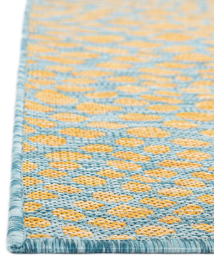 Yellow and Aqua 7' 10 x 7' 10 Jill Zarin Outdoor Square Area Rug Weather Resistant for Patio, Deck, Terrace, Balcony, Porch Durable 100% Polypropylene Carpet for Outside for Sale at Rug Engine