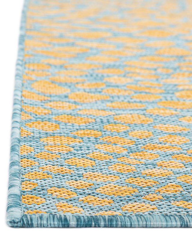 Yellow and Aqua 7' 10 x 7' 10 Jill Zarin Outdoor Square Area Rug Weather Resistant for Patio, Deck, Terrace, Balcony, Porch Durable 100% Polypropylene Carpet for Outside for Sale at Rug Engine