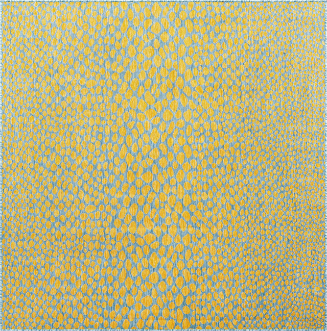 Yellow and Aqua 7' 10 x 7' 10 Jill Zarin Outdoor Square Area Rug Weather Resistant for Patio, Deck, Terrace, Balcony, Porch Durable 100% Polypropylene Carpet for Outside for Sale at Rug Engine