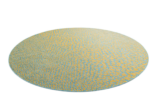 Yellow and Aqua 10' 8 x 10' 8 Jill Zarin Outdoor Round Area Rug Weather Resistant for Patio, Deck, Terrace, Balcony, Porch Durable 100% Polypropylene Carpet for Outside for Sale at Rug Engine