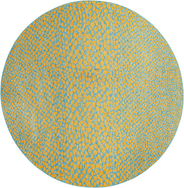 Yellow and Aqua 13' 1 x 13' 1 Jill Zarin Outdoor Round Area Rug Weather Resistant for Patio, Deck, Terrace, Balcony, Porch Durable 100% Polypropylene Carpet for Outside for Sale at Rug Engine