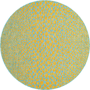 Yellow and Aqua 6' 7 x 6' 7 Jill Zarin Outdoor Round Area Rug Weather Resistant for Patio, Deck, Terrace, Balcony, Porch Durable 100% Polypropylene Carpet for Outside for Sale at Rug Engine