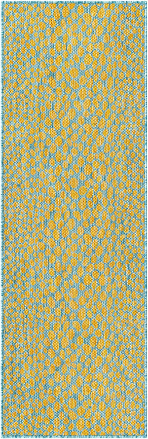 Yellow and Aqua 2' x 6' 1 Jill Zarin Outdoor Runner Area Rug Weather Resistant for Patio, Deck, Terrace, Balcony, Porch Durable 100% Polypropylene Carpet for Outside for Sale at Rug Engine