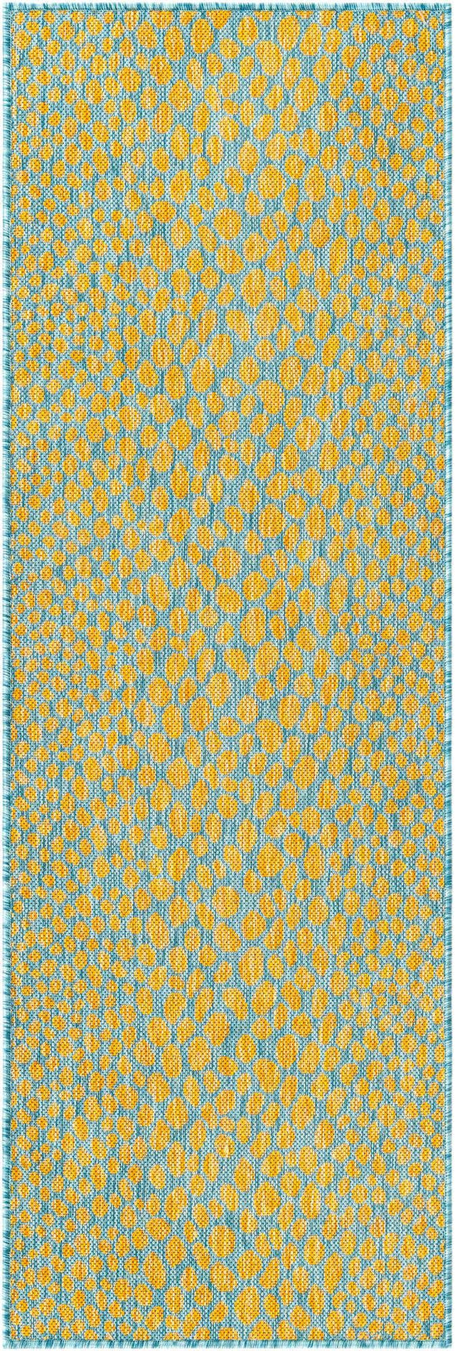 Yellow and Aqua 2' x 6' 1 Jill Zarin Outdoor Runner Area Rug Weather Resistant for Patio, Deck, Terrace, Balcony, Porch Durable 100% Polypropylene Carpet for Outside for Sale at Rug Engine