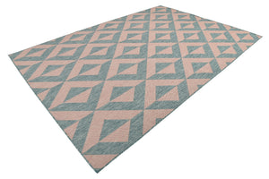 Pink and Aqua 7' 1 x 10' Jill Zarin Outdoor Rectangle Area Rug Weather Resistant for Patio, Deck, Terrace, Balcony, Porch Durable 100% Polypropylene Carpet for Outside for Sale at Rug Engine
