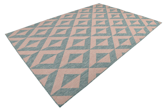 Pink and Aqua 7' 1 x 10' Jill Zarin Outdoor Rectangle Area Rug Weather Resistant for Patio, Deck, Terrace, Balcony, Porch Durable 100% Polypropylene Carpet for Outside for Sale at Rug Engine