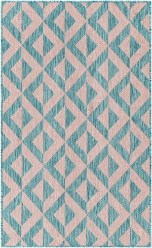 Pink and Aqua 3' 1 x 5' 3 Jill Zarin Outdoor Rectangle Area Rug Weather Resistant for Patio, Deck, Terrace, Balcony, Porch Durable 100% Polypropylene Carpet for Outside for Sale at Rug Engine