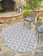 Pink and Aqua 7' 10 x 10' Jill Zarin Outdoor Oval Area Rug Weather Resistant for Patio, Deck, Terrace, Balcony, Porch Durable 100% Polypropylene Carpet for Outside for Sale at Rug Engine