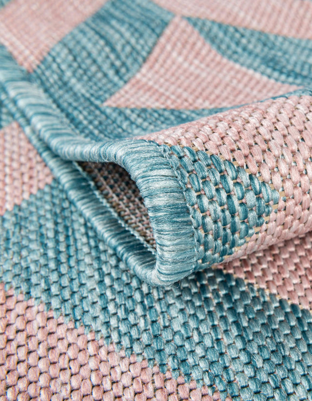 Pink and Aqua 5' 3 x 8' Jill Zarin Outdoor Oval Area Rug Weather Resistant for Patio, Deck, Terrace, Balcony, Porch Durable 100% Polypropylene Carpet for Outside for Sale at Rug Engine