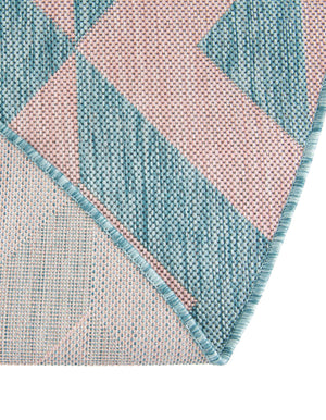 Pink and Aqua 5' 3 x 8' Jill Zarin Outdoor Oval Area Rug Weather Resistant for Patio, Deck, Terrace, Balcony, Porch Durable 100% Polypropylene Carpet for Outside for Sale at Rug Engine