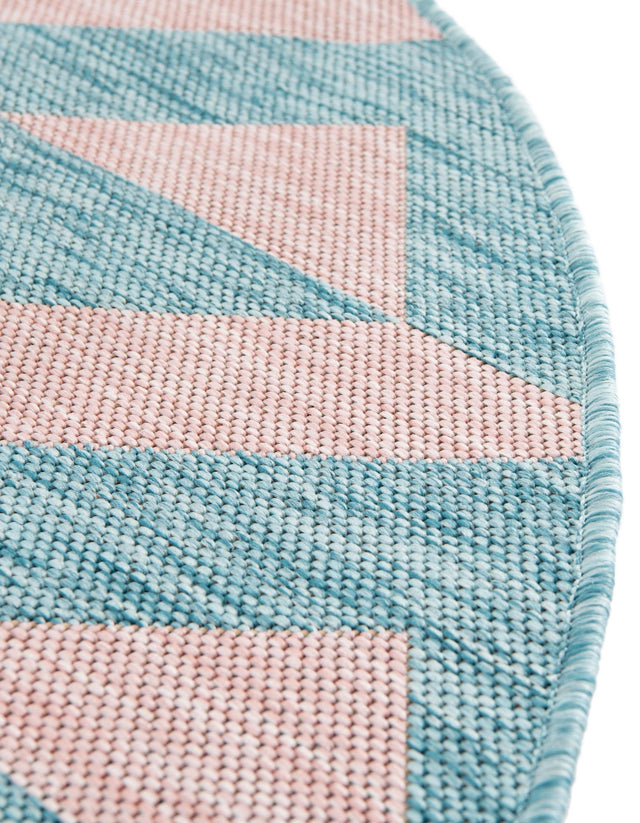 Pink and Aqua 7' 1 x 7' 1 Jill Zarin Outdoor Round Area Rug Weather Resistant for Patio, Deck, Terrace, Balcony, Porch Durable 100% Polypropylene Carpet for Outside for Sale at Rug Engine