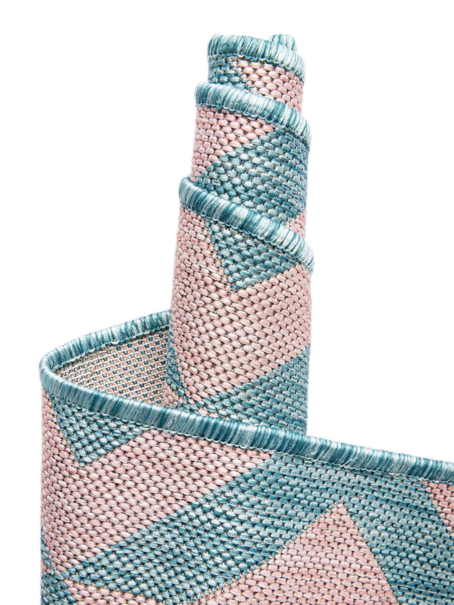 Pink and Aqua 7' 1 x 7' 1 Jill Zarin Outdoor Round Area Rug Weather Resistant for Patio, Deck, Terrace, Balcony, Porch Durable 100% Polypropylene Carpet for Outside for Sale at Rug Engine