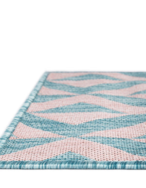 Pink and Aqua 2' x 6' 1 Jill Zarin Outdoor Runner Area Rug Weather Resistant for Patio, Deck, Terrace, Balcony, Porch Durable 100% Polypropylene Carpet for Outside for Sale at Rug Engine