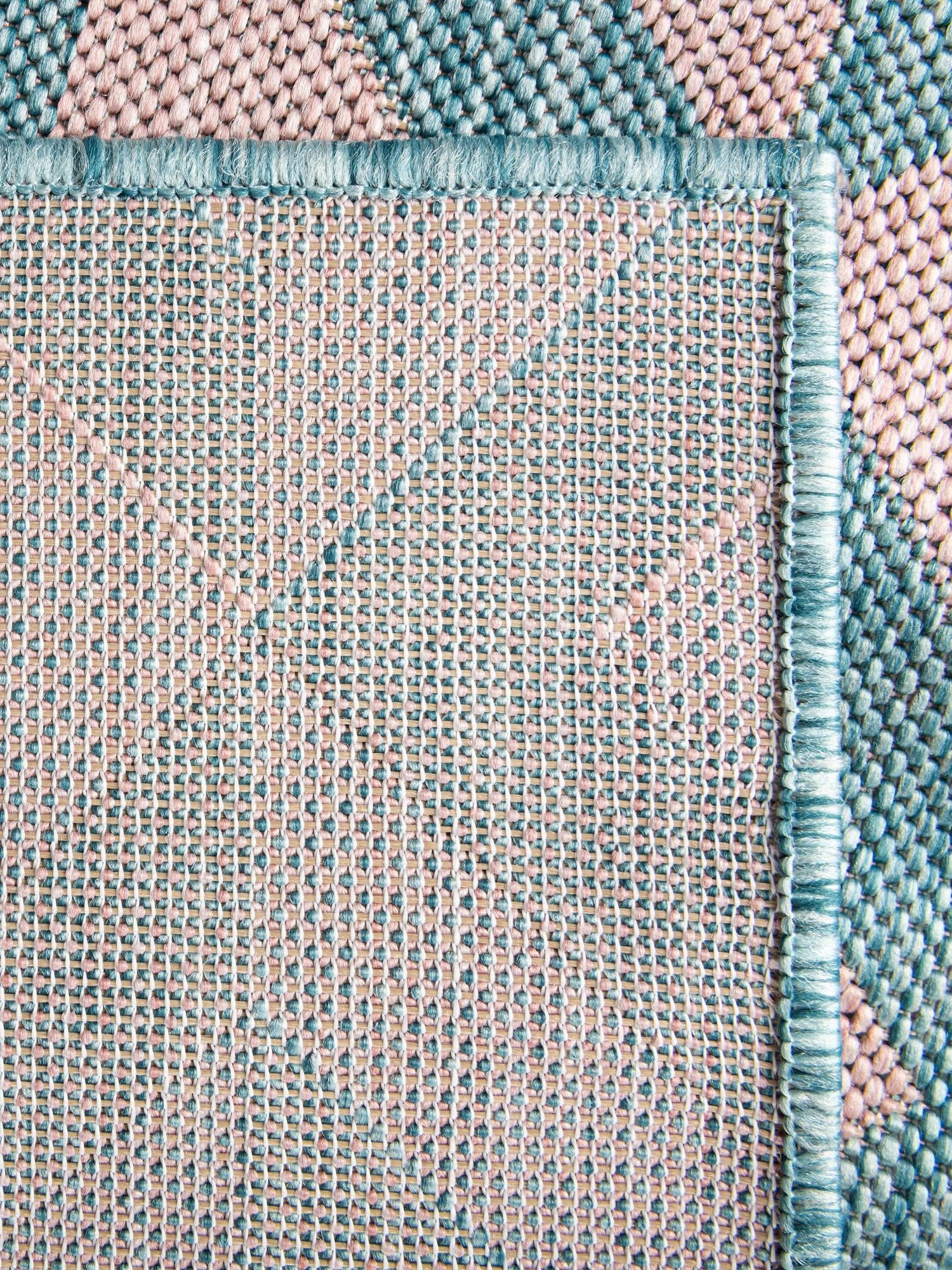 Pink and Aqua 2' x 6' 1 Jill Zarin Outdoor Runner Area Rug Weather Resistant for Patio, Deck, Terrace, Balcony, Porch Durable 100% Polypropylene Carpet for Outside for Sale at Rug Engine
