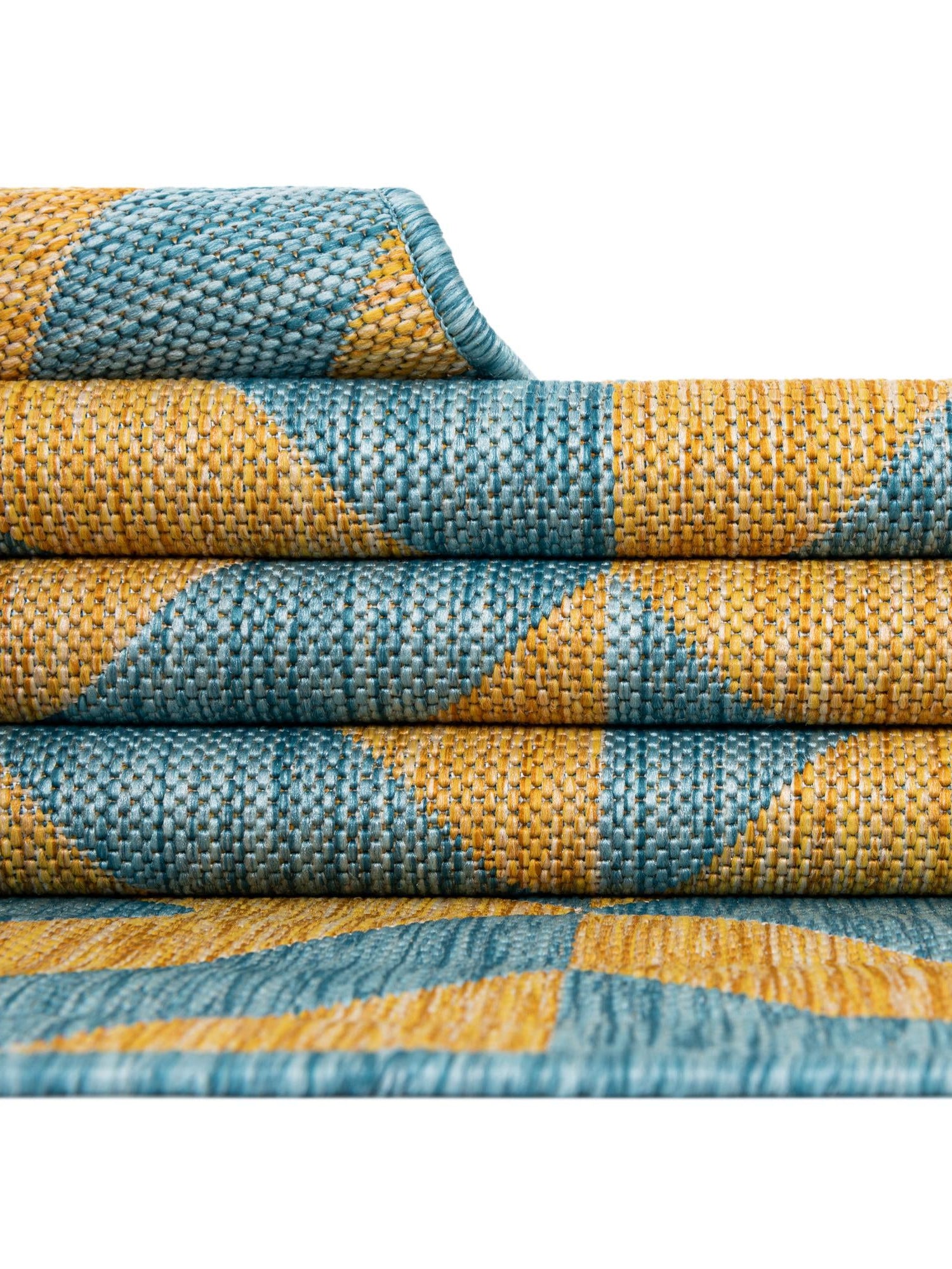 Yellow and Aqua 7' 10 x 7' 10 Jill Zarin Outdoor Square Area Rug Weather Resistant for Patio, Deck, Terrace, Balcony, Porch Durable 100% Polypropylene Carpet for Outside for Sale at Rug Engine