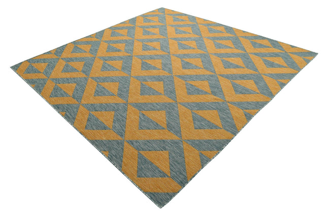 Yellow and Aqua 7' 10 x 7' 10 Jill Zarin Outdoor Square Area Rug Weather Resistant for Patio, Deck, Terrace, Balcony, Porch Durable 100% Polypropylene Carpet for Outside for Sale at Rug Engine