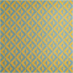 Yellow and Aqua 13' 1 x 13' 1 Jill Zarin Outdoor Square Area Rug Weather Resistant for Patio, Deck, Terrace, Balcony, Porch Durable 100% Polypropylene Carpet for Outside for Sale at Rug Engine