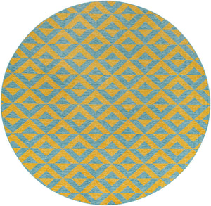 Yellow and Aqua 13' 1 x 13' 1 Jill Zarin Outdoor Round Area Rug Weather Resistant for Patio, Deck, Terrace, Balcony, Porch Durable 100% Polypropylene Carpet for Outside for Sale at Rug Engine