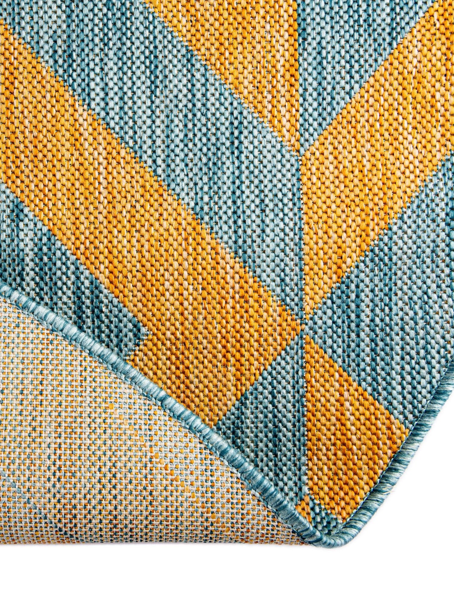Yellow and Aqua 3' 1 x 3' 1 Jill Zarin Outdoor Round Area Rug Weather Resistant for Patio, Deck, Terrace, Balcony, Porch Durable 100% Polypropylene Carpet for Outside for Sale at Rug Engine