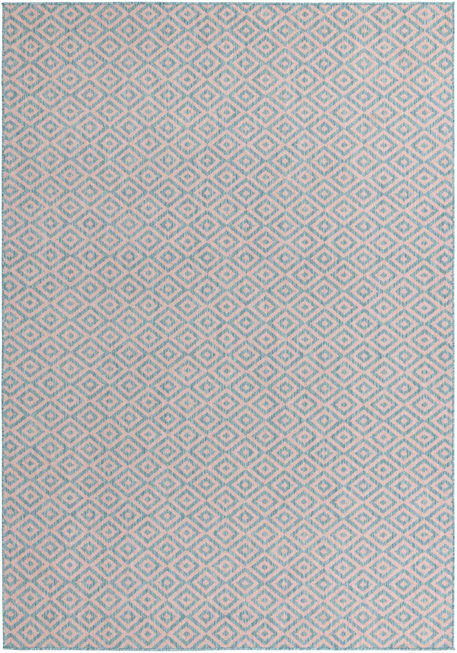 Pink and Aqua 7' 1 x 10' Jill Zarin Outdoor Rectangle Area Rug Weather Resistant for Patio, Deck, Terrace, Balcony, Porch Durable 100% Polypropylene Carpet for Outside for Sale at Rug Engine