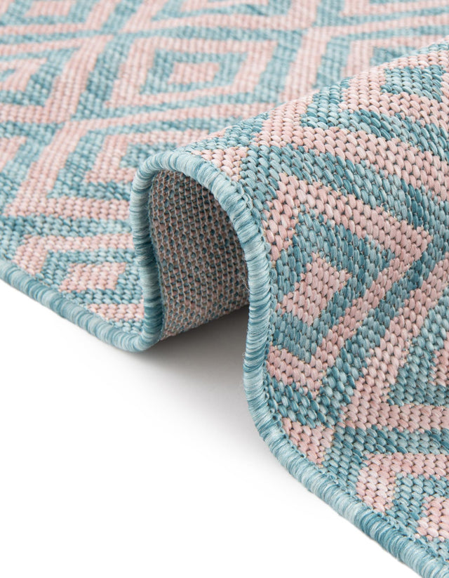 Pink and Aqua 5' 3 x 8' Jill Zarin Outdoor Oval Area Rug Weather Resistant for Patio, Deck, Terrace, Balcony, Porch Durable 100% Polypropylene Carpet for Outside for Sale at Rug Engine