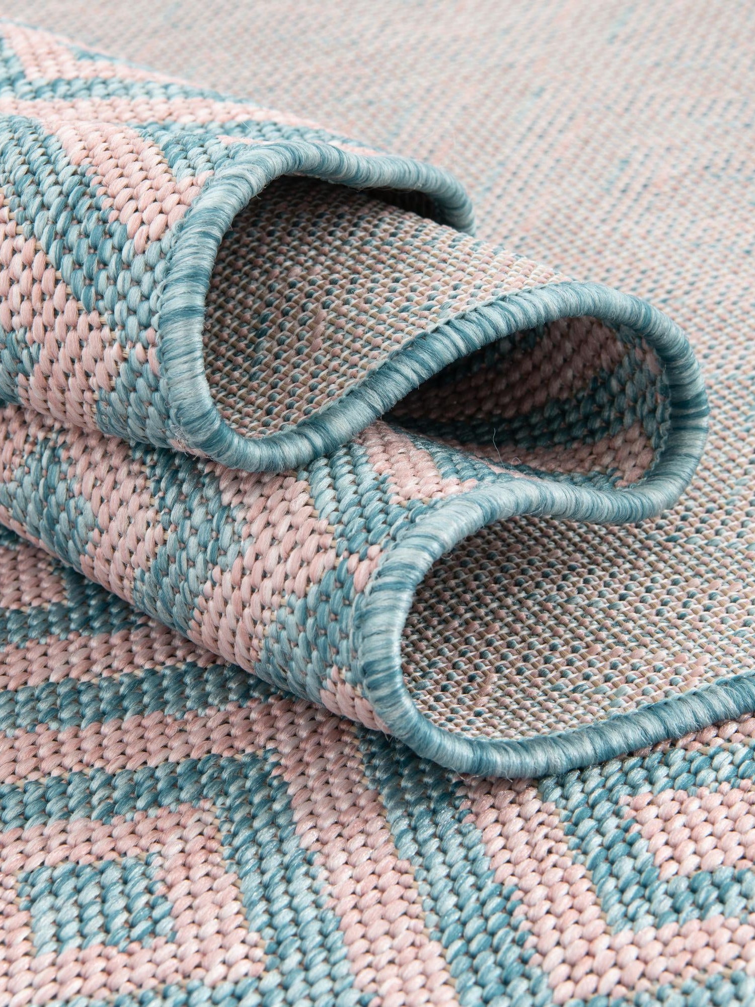 Pink and Aqua 7' 10 x 10' Jill Zarin Outdoor Oval Area Rug Weather Resistant for Patio, Deck, Terrace, Balcony, Porch Durable 100% Polypropylene Carpet for Outside for Sale at Rug Engine