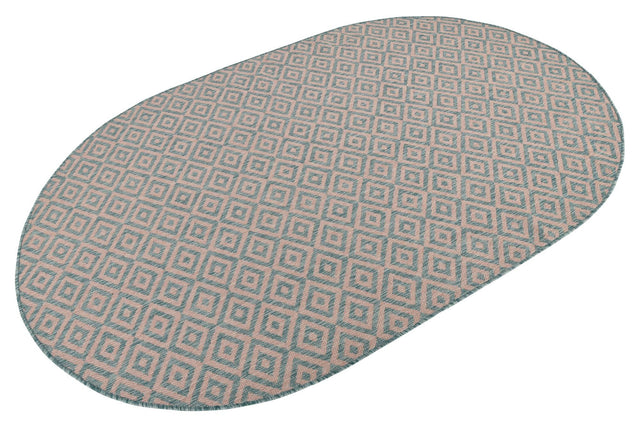 Pink and Aqua 5' 3 x 8' Jill Zarin Outdoor Oval Area Rug Weather Resistant for Patio, Deck, Terrace, Balcony, Porch Durable 100% Polypropylene Carpet for Outside for Sale at Rug Engine