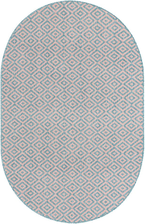Pink and Aqua 5' 3 x 8' Jill Zarin Outdoor Oval Area Rug Weather Resistant for Patio, Deck, Terrace, Balcony, Porch Durable 100% Polypropylene Carpet for Outside for Sale at Rug Engine