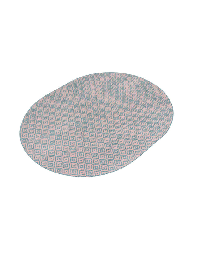 Pink and Aqua 7' 10 x 10' Jill Zarin Outdoor Oval Area Rug Weather Resistant for Patio, Deck, Terrace, Balcony, Porch Durable 100% Polypropylene Carpet for Outside for Sale at Rug Engine