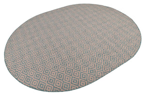 Pink and Aqua 7' 10 x 10' Jill Zarin Outdoor Oval Area Rug Weather Resistant for Patio, Deck, Terrace, Balcony, Porch Durable 100% Polypropylene Carpet for Outside for Sale at Rug Engine